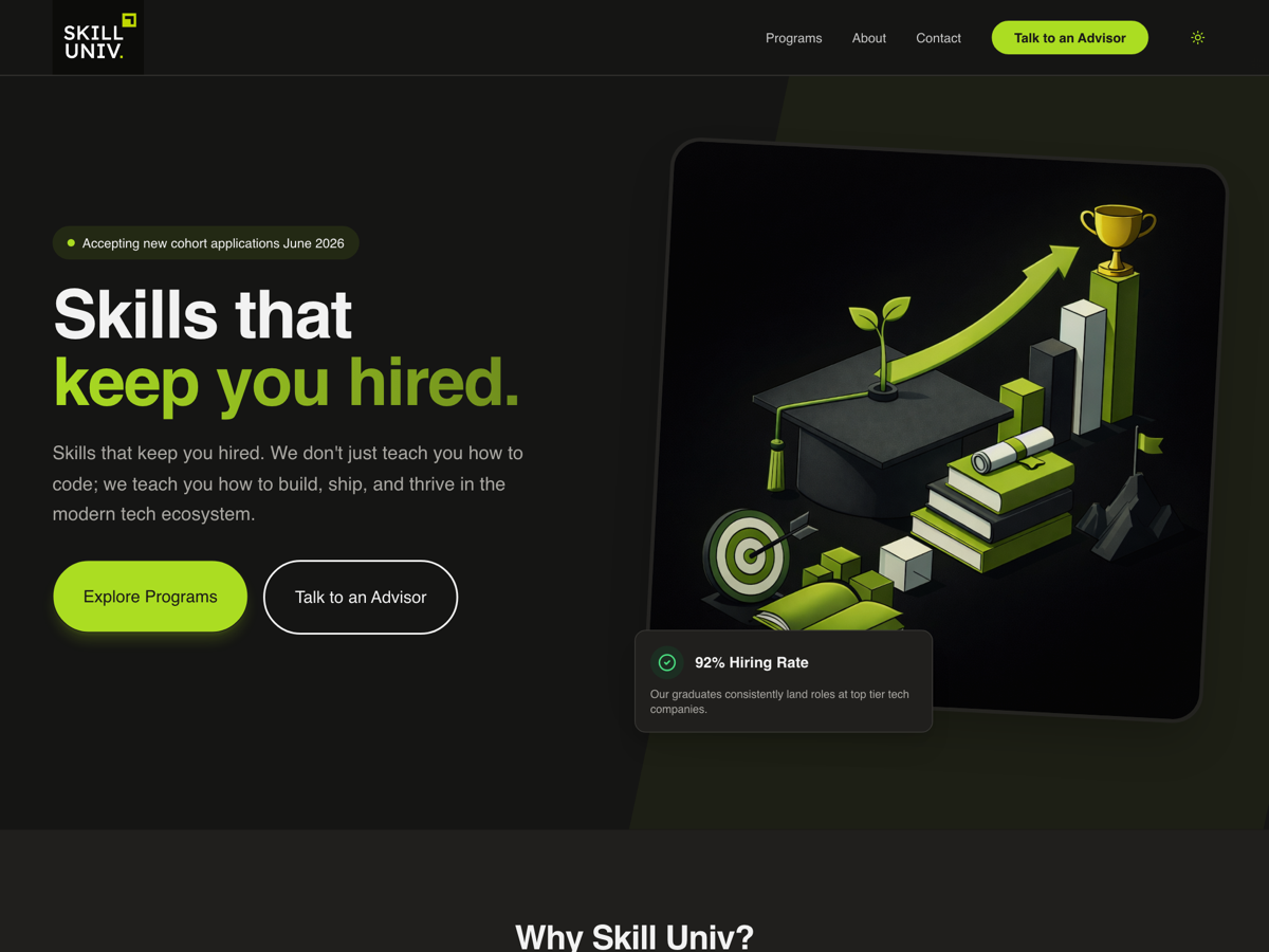 Skill Univ, website built by Tech Cafe